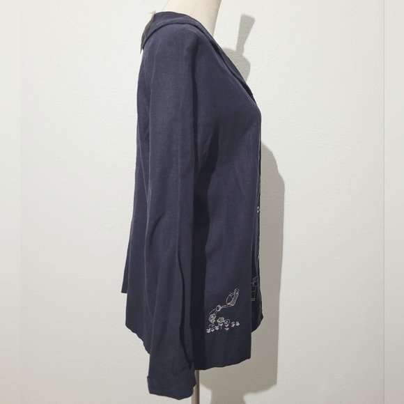 NEW Coldwater Creek Linen Button Front Garden Embroidered Top Tunic Size Medium - Picture 4 of 13